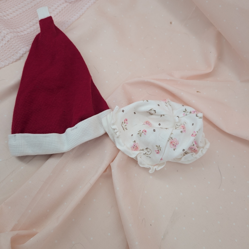 Carter's Burgundy and White Baby Hat with Floral Bonnet